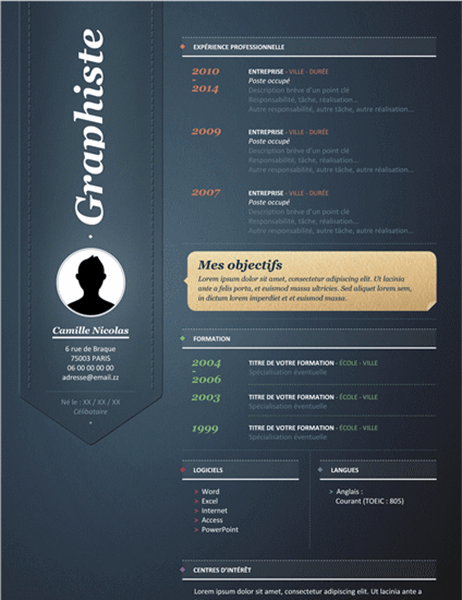 CV créatif (design vertical)