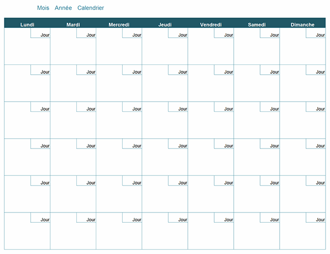 Calendrier Mensuel Vide