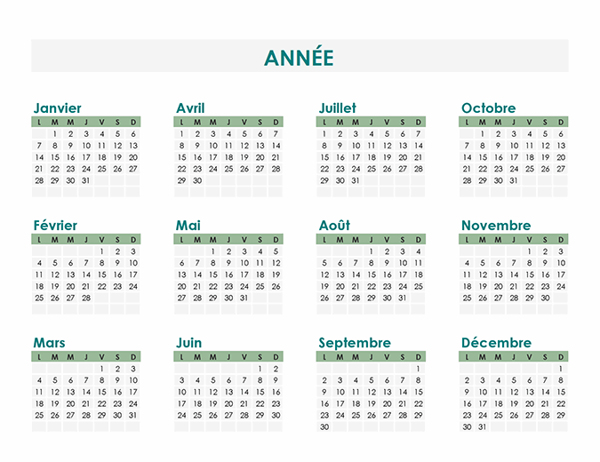 Créateur de calendrier (chaque année)