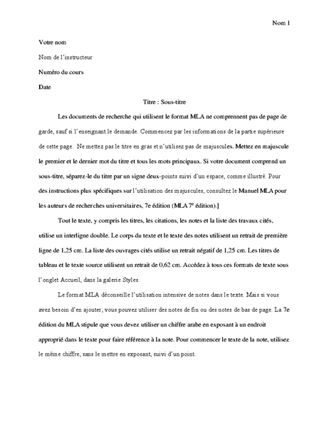 Document de style MLA Document de style MLA