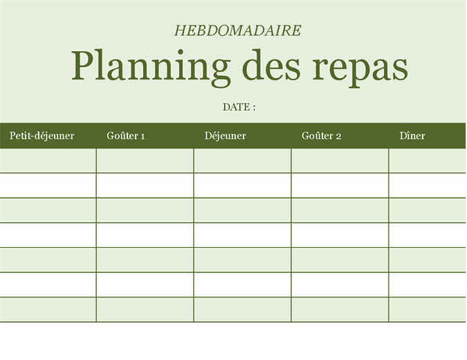 Famille hebdomadaire repas planification feuille shopping planner famille repas