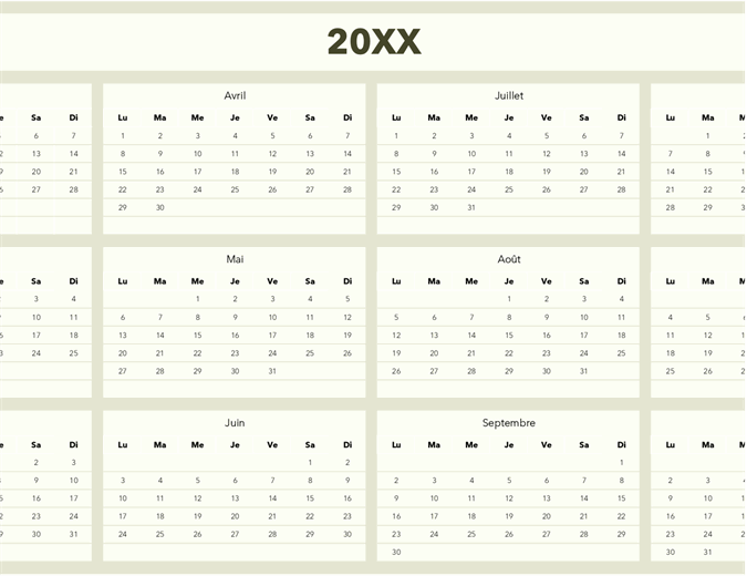 Créateur de calendrier (chaque année)
