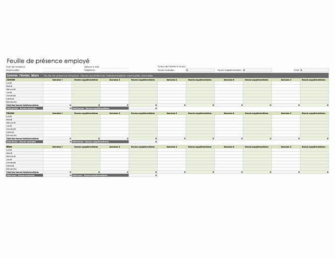 Feuille De Presence Employe Quotidienne Hebdomadaire Mensuelle Et Annuelle