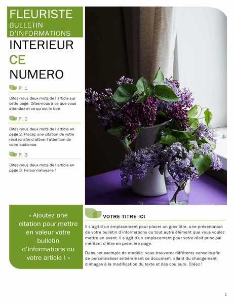 Bulletin d’informations fleuriste