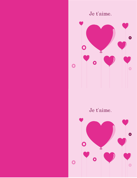 Carte de ballons en forme de coeur Saint-Valentin