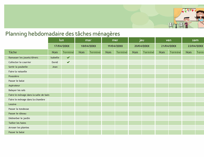 Planning Des Tâches Ménagères 