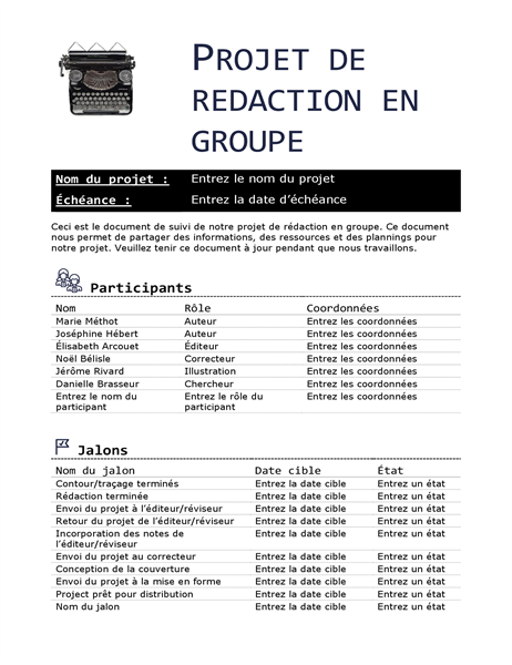 Projet de rédaction en groupe Projet de rédaction en groupe