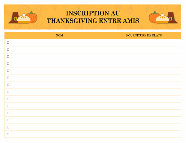 Inscription au Thanksgiving entre amis