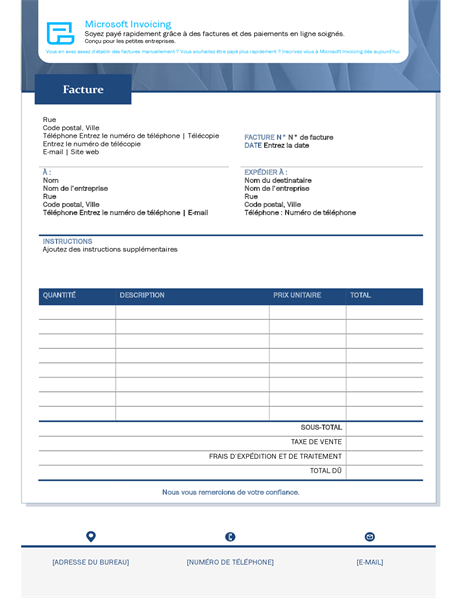 Facture standard avec Microsoft Invoicing Facture standard avec Microsoft Invoicing