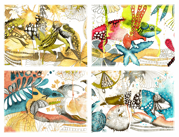 Cartes postales de caméléons