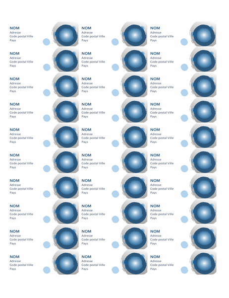 Étiquettes Sphères bleues (30 par page)