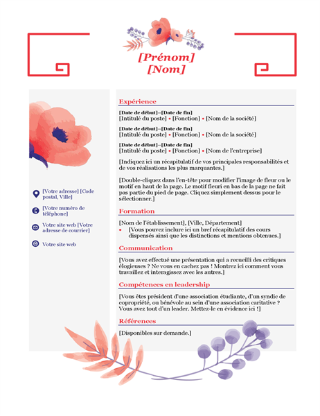 C.V. Fleurs roses C.V. Fleurs roses