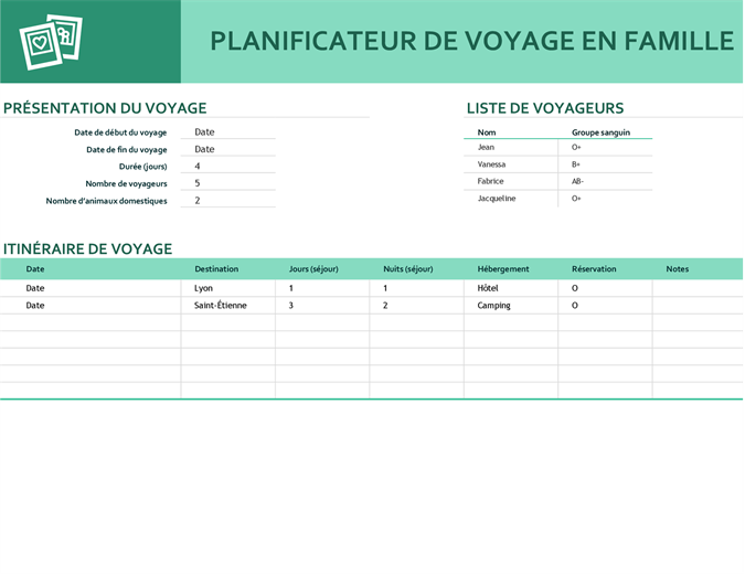 Planificateur de voyage en famille Planificateur de voyage en famille