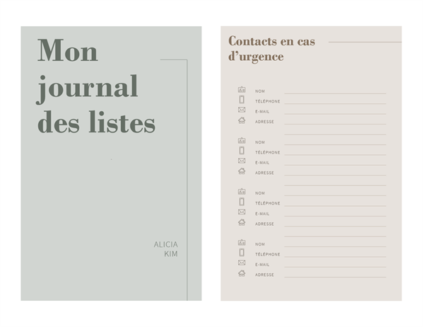 Journal à listes Journal à listes