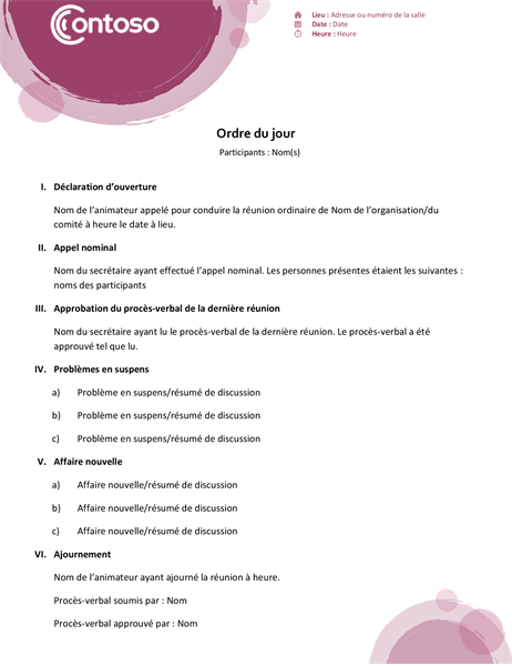 Ordre du jour Suite rose Ordre du jour Suite rose