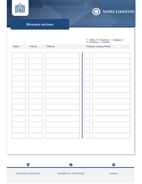 Calendrier de contenu - Petite entreprise Calendrier de contenu - Petite entreprise