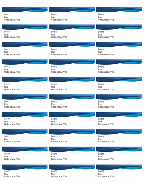 Étiquettes courbe bleue (30 par page) Étiquettes courbe bleue (30 par page)
