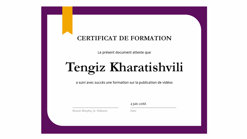 Certificat de formation