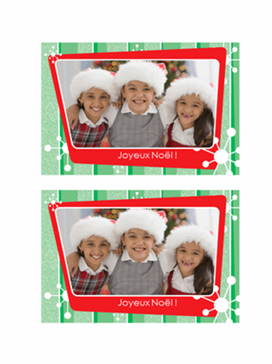 Carte photo de Noël (rayures vertes, cadre photo rouge) Carte photo de Noël (rayures vertes, cadre photo rouge)