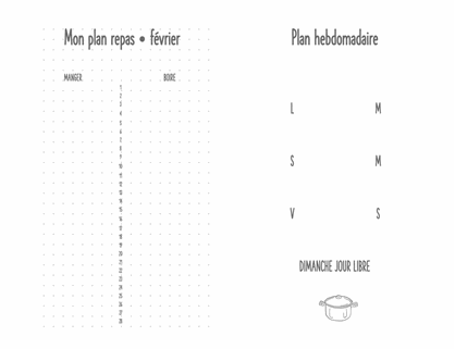 Journal de planification des repas Journal de planification des repas
