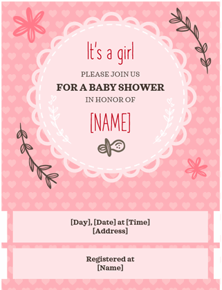 Invitation à une fête prénatale pour une petite fille Invitation à une fête prénatale pour une petite fille