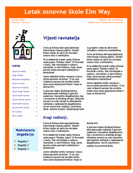 Školski bilten  (3 stupca, 4 stranice)