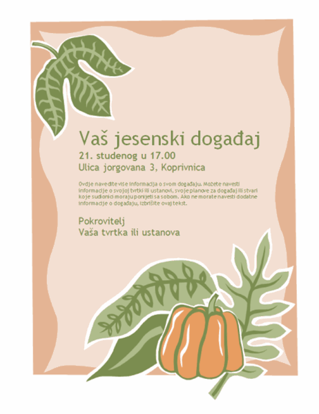 Pozivnica za jesenski događaj (s motivom bundeve)