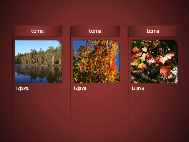 SmartArt grafika sa slikama na crvenoj pozadini
