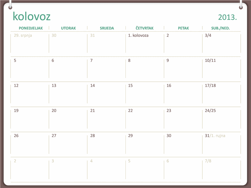Kalendar za akademsku godinu 2013./2014. (kolovoz)