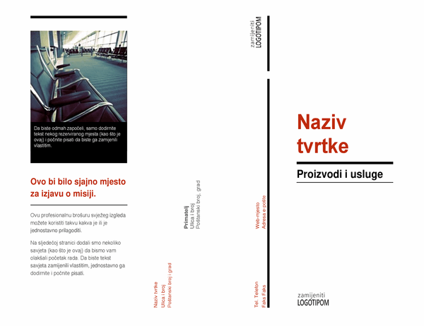 Brošura s tri preklopa (crveni i crni dizajn)