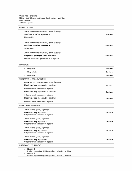 Životopis nastavnika