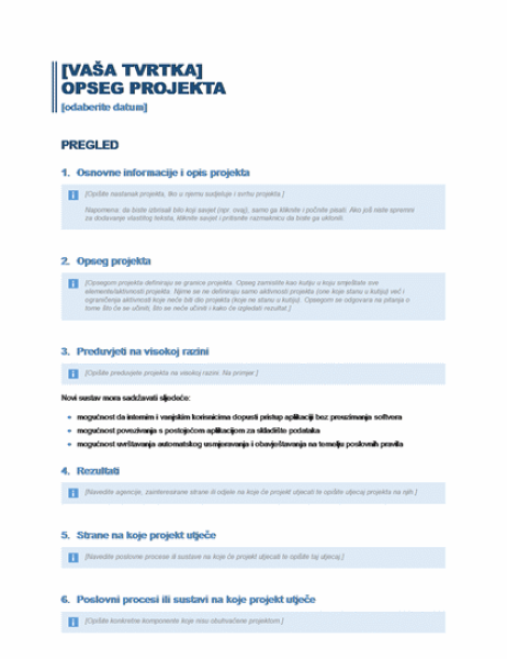 Opseg projekta Opseg projekta