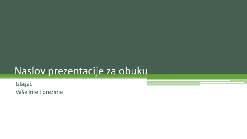 Prezentacija za obuku Prezentacija za obuku