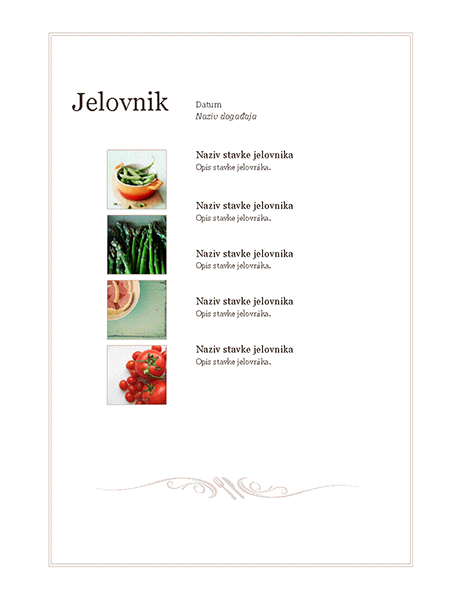 Jelovnik za događaj (jednostavni dizajn) Jelovnik za događaj (jednostavni dizajn)