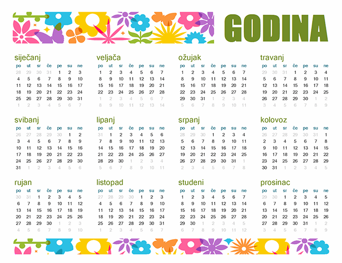 Razigran kalendar za svaku godinu