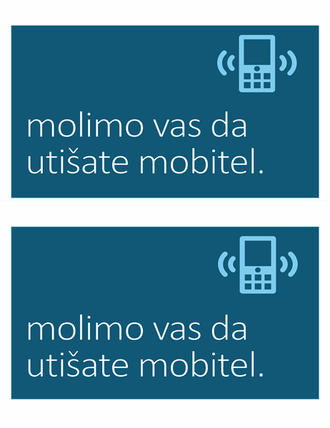 Znak o zabrani korištenja mobitela (2 po stranici)