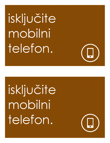 Znak o zabrani korištenja mobilnih telefona (2 po stranici)