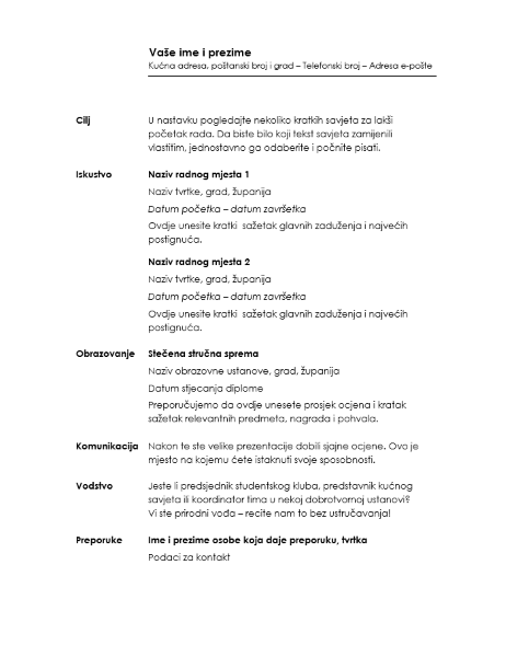 Kronološki životopis (minimalistički dizajn) Kronološki životopis (minimalistički dizajn)