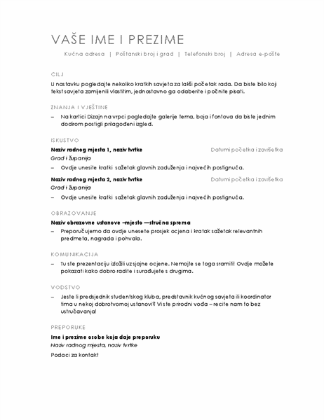 Životopis (minimalistički dizajn) Životopis (minimalistički dizajn)