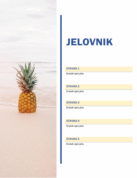Jelovnik za zabavu (dizajn sa suncem i pijeskom) Jelovnik za zabavu (dizajn sa suncem i pijeskom)