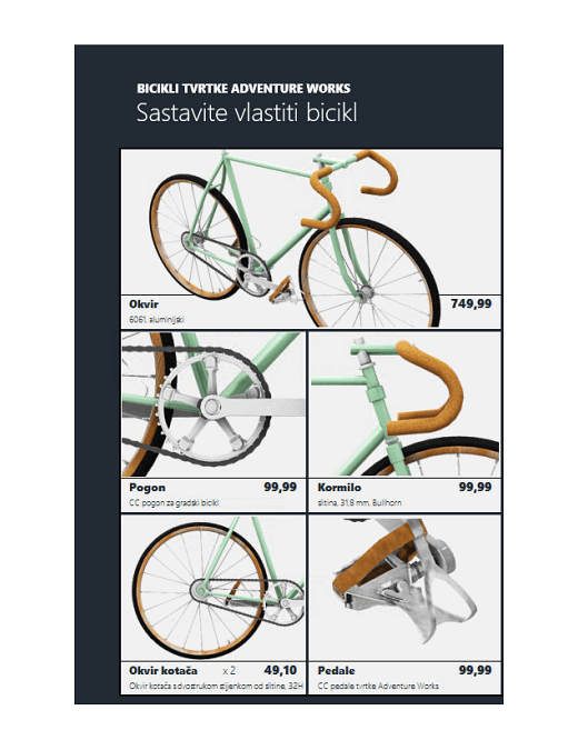 Katalog 3D proizvoda u programu Excel (model bicikla)