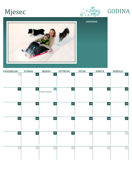 Sezonski obiteljski kalendar (bilo koja godina, od ponedjeljka do nedjelje) Sezonski obiteljski kalendar (bilo koja godina, od ponedjeljka do nedjelje)
