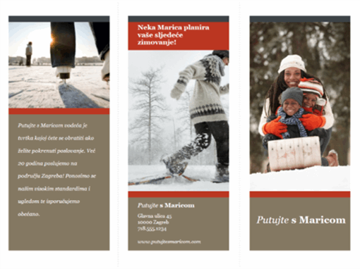 Turistička brošura s tri preklopa (crveno-sivi dizajn)