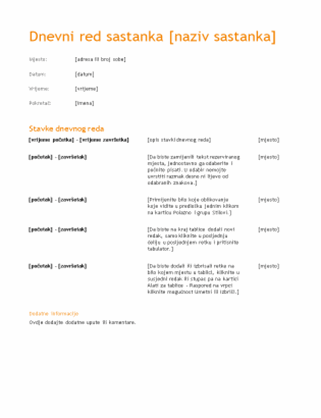 Dnevni red poslovnog sastanka (narančasti dizajn)