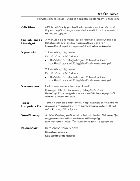 Funkcionális önéletrajz (Minimalista arculat) Funkcionális önéletrajz (Minimalista arculat)