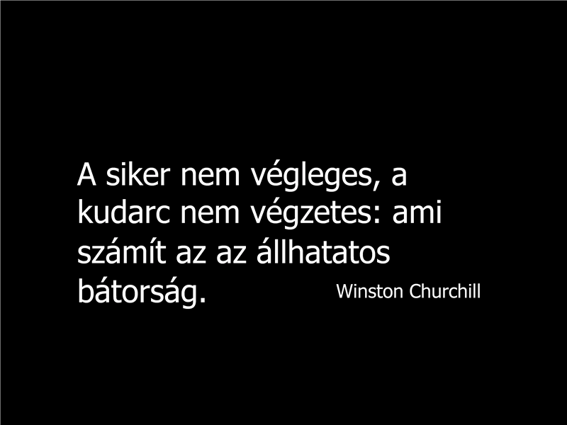 Winston Churchill-idézetet tartalmazó dia