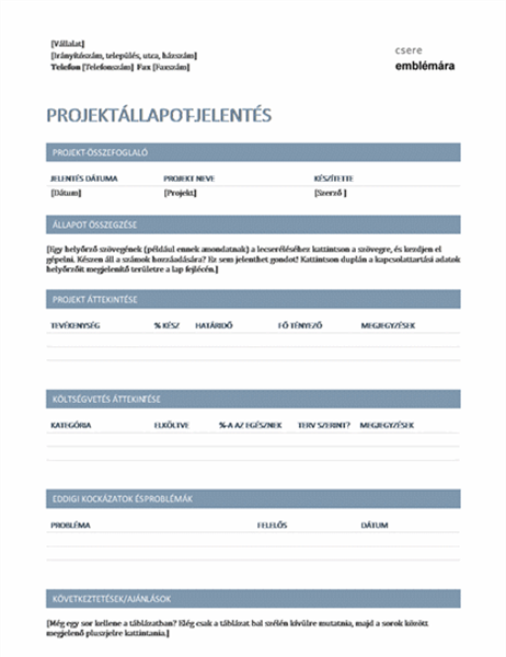 Projektállapot-jelentés Projektállapot-jelentés