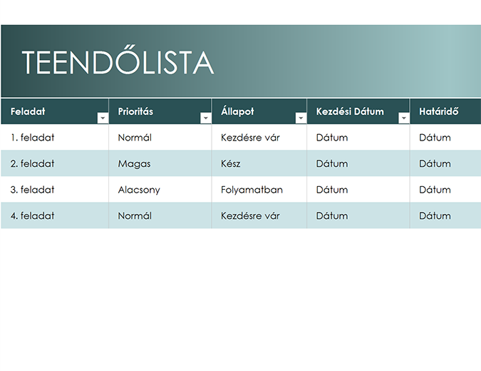 Egyszerű teendőlista Egyszerű teendőlista