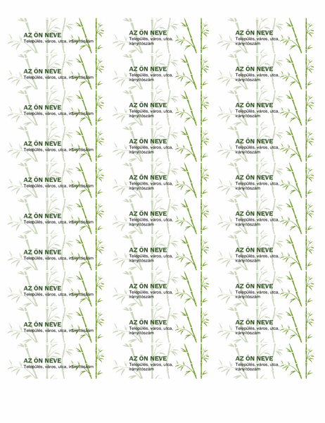 Válaszcímmatricák (bambusz arculat, laponként 30, Avery 5160 kódú papírhoz)
