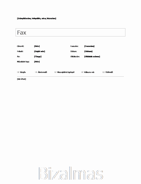 Egyszerű faxfedőlap